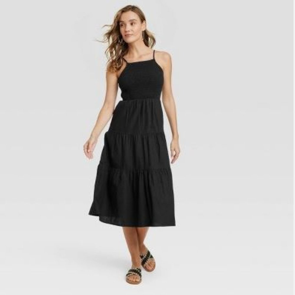 Smocked Linen Midi Sundress